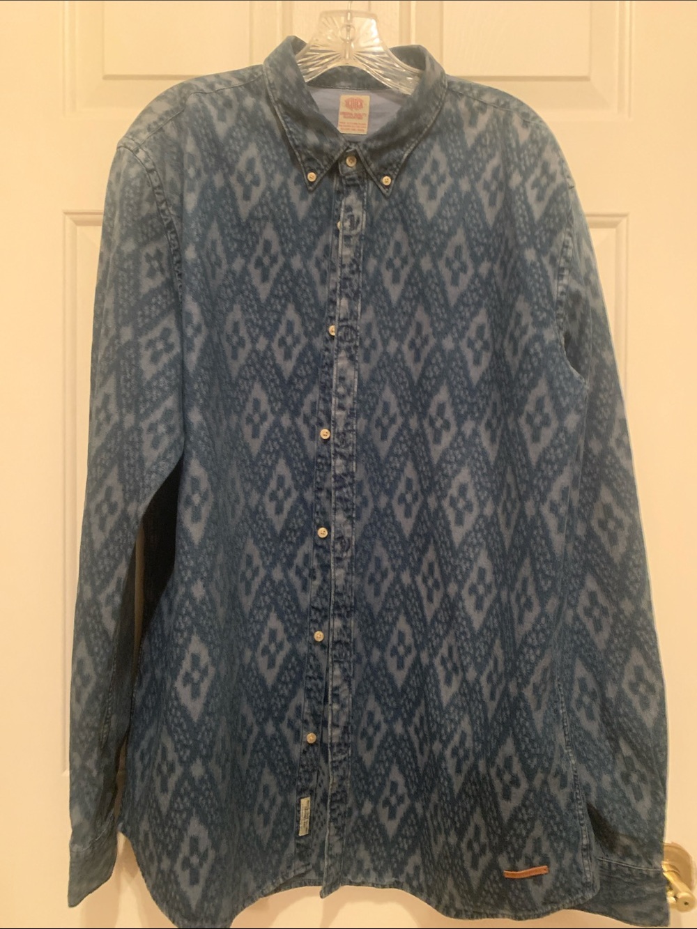 Scotch & Soda Blue Ikat-Pattern Zip-Up Sweater